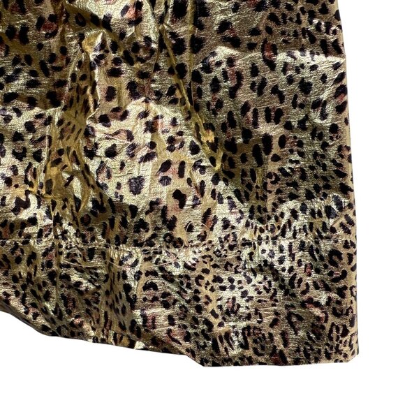 New York & Company Foil Leopard Print Skirt XXL Gold Metallic Tiered Ruffle - Picture 10 of 12